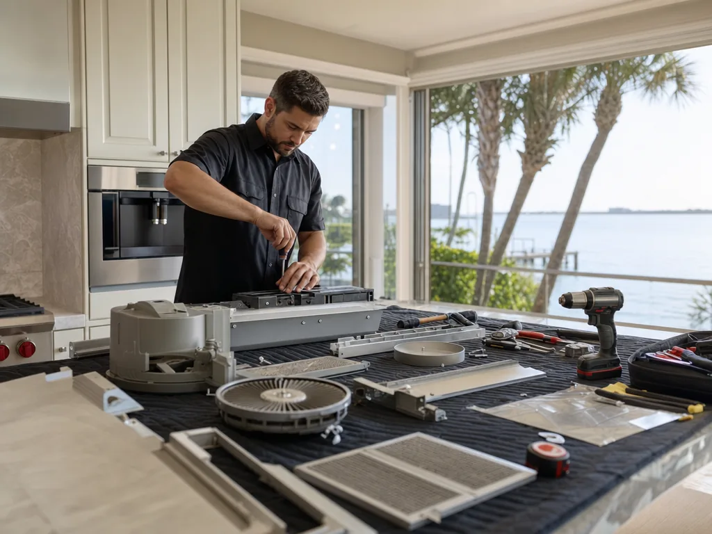 Replacement parts during an appliance repair visit in Tampa Bay, Florida