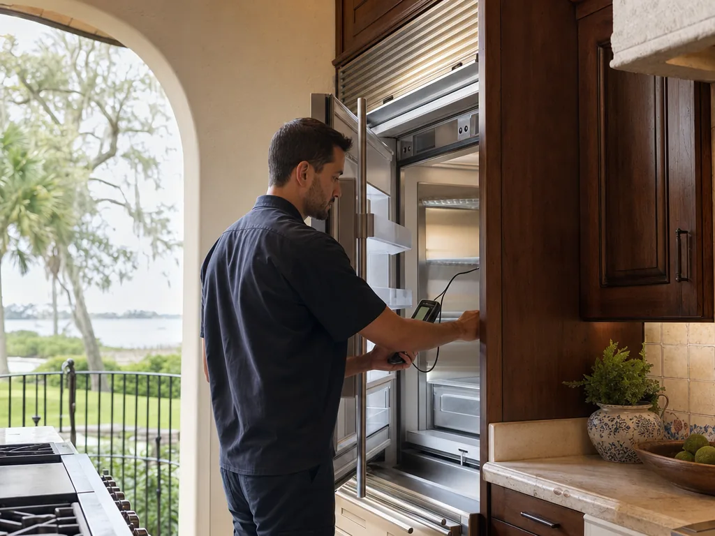Refrigeration diagnostics during an appliance repair visit in Tampa Bay, Florida