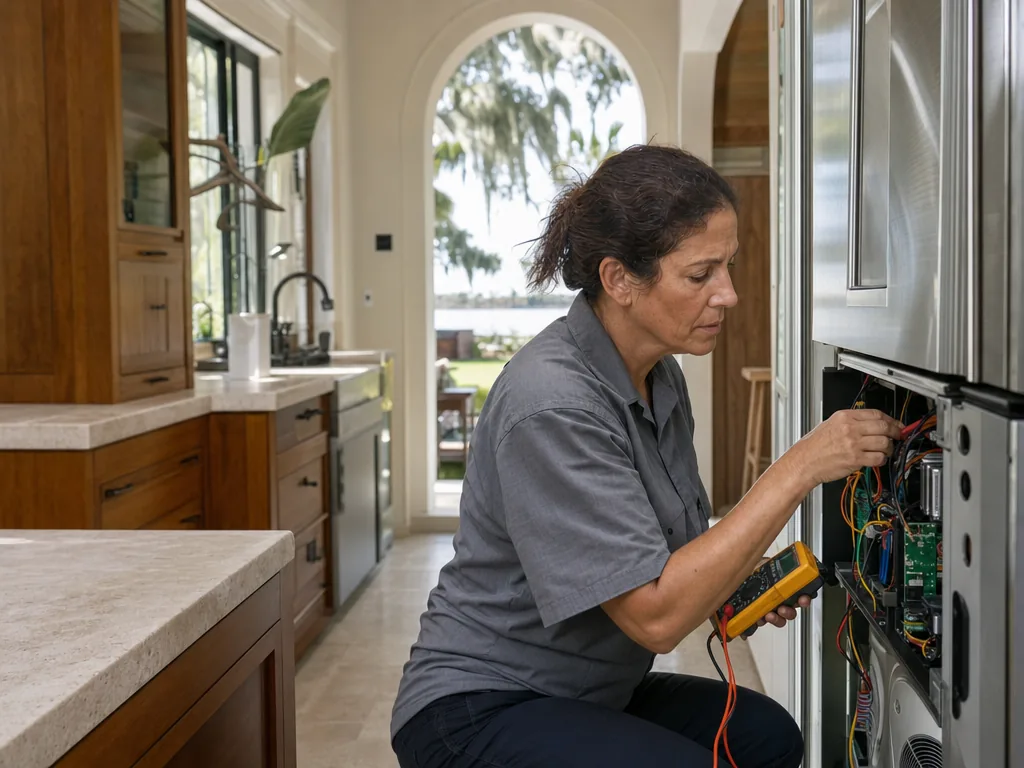 Diagnostic at the service panel during an appliance repair visit in Tampa Bay, Florida